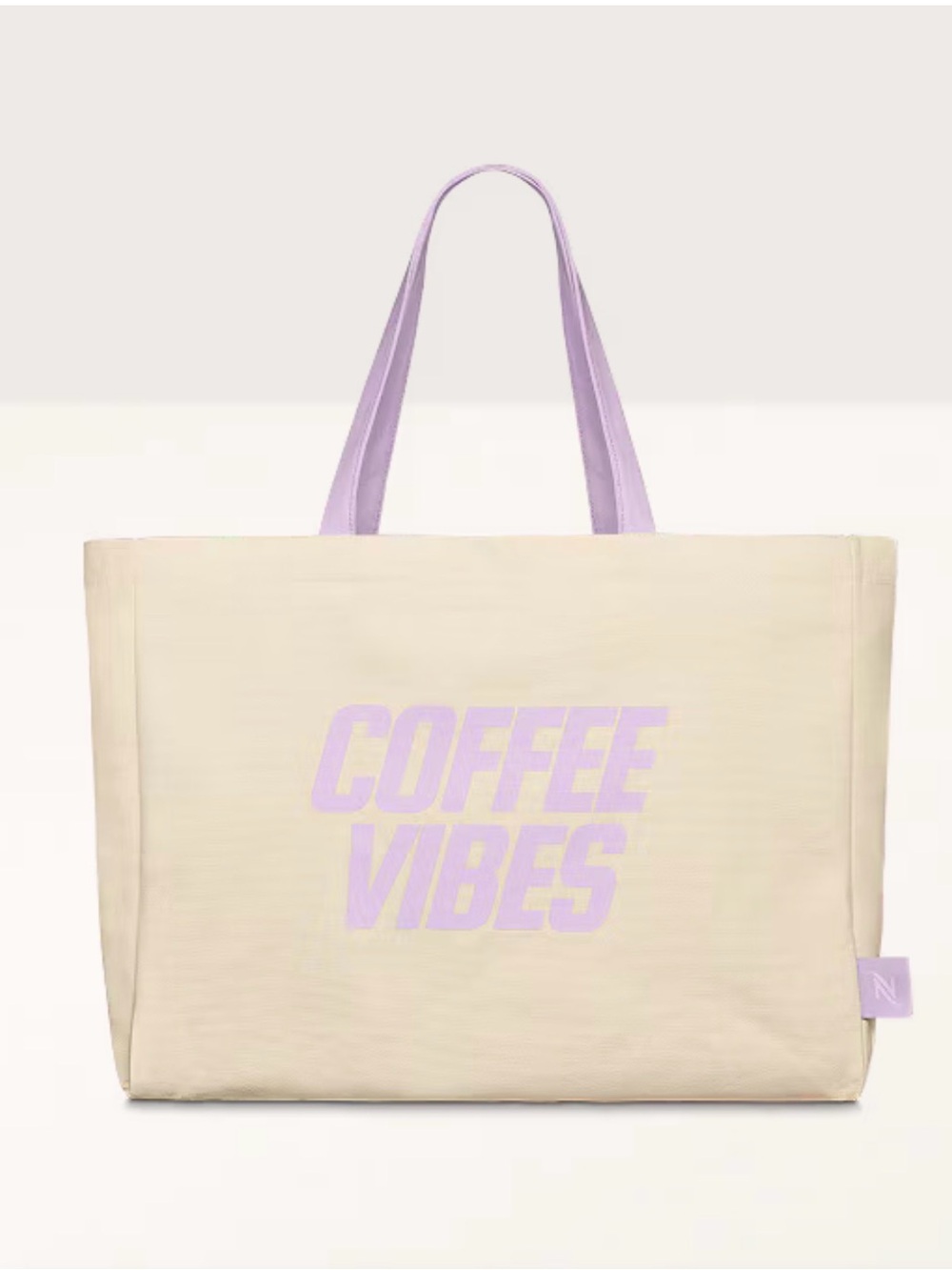 Nespresso Cream Tote with Lavender Handles